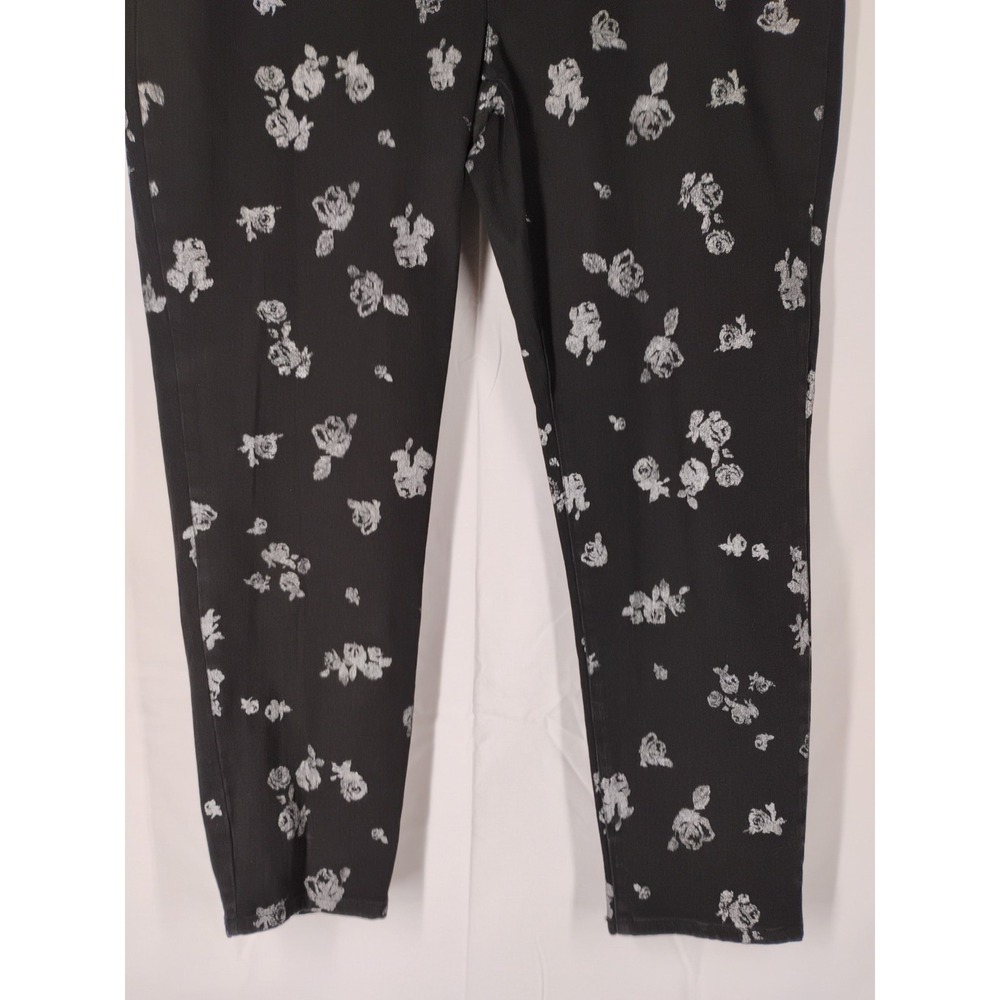 NWT Michael Kors Womens Sz 16 W Black Floral Izzy Cropped Skinny Jeans $125 - Picture 4 of 11